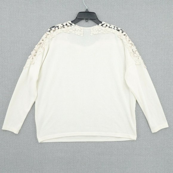 Cecico Blouse Womens Large White Long Sleeve Keyhole Cut Out Stretch - Picture 4 of 9